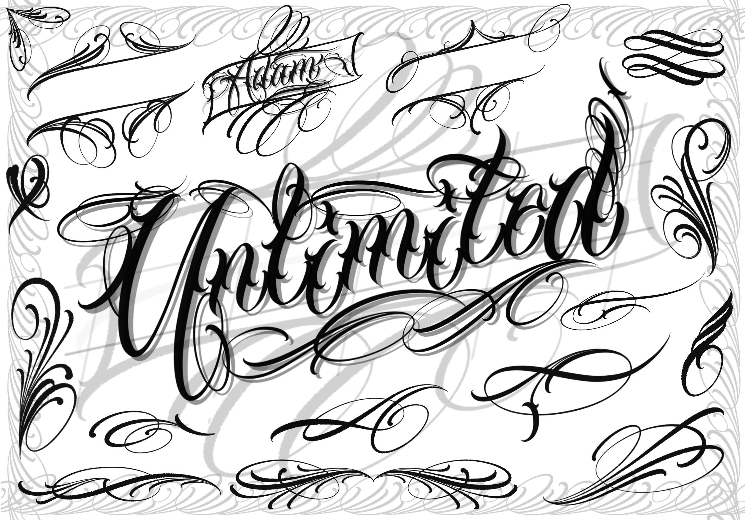 Gangsta Tattoo Lettering Alphabet