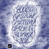 Alphabet - Supreme Chicano Lettering Tattoo for Procreate app for Tattoo Artists