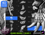 40 Realistic Wings Procreate Tattoo Brushes for iPad and iPad pro