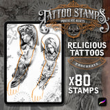 80 Religious Tattoo Brushes for Procreate on iPad & iPad pro by Brushestock