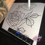 80 Roses Tattoo Brushes for Procreate on iPad and iPad Pro by Haris Jonson