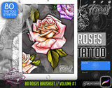 80 Roses Tattoo Brushes for Procreate on iPad and iPad Pro by Haris Jonson