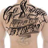 Get Stronger after the Storm Chicano Lettering Tattoo create with Procreate application for iPad and iPad pro