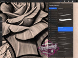 Tattoo Procreate Pack with Roses and Black and Grey Whip Tattoo for iPad and iPad Pro