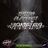 Vampiro Tattoo Font Alphabet for Procreate application on iPad and iPad pro high letters in a Californian Street Style fit perfectly for knuckle, hand, neck tattoos, created by Haris Jonson