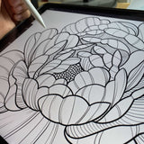 36 Peony Tattoo Procreate brushes for iPAd and iPAd pro by Brushesctock