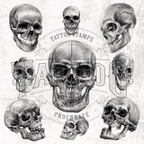 100 Skull Tattoo Brushes for Procreate application on iPad and iPad pro by Brushestock