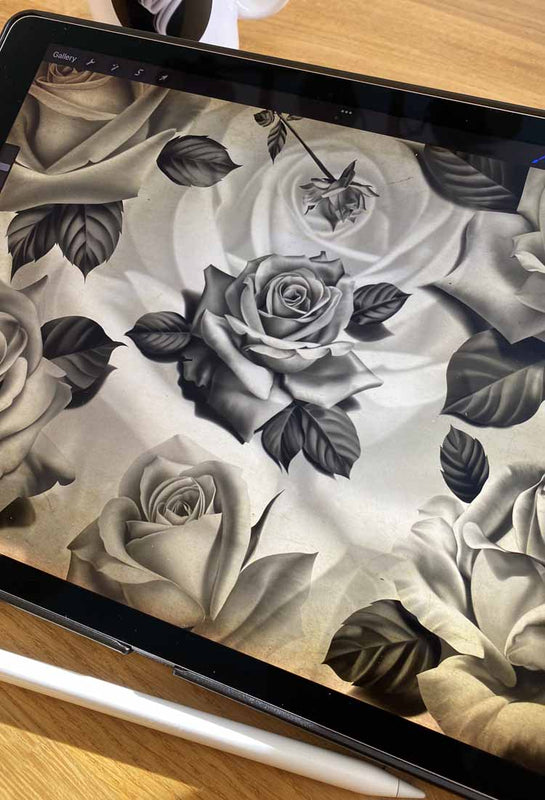 Black and Grey Roses Chicano Tattoo Procreate Brushes for iPad and iPad pro