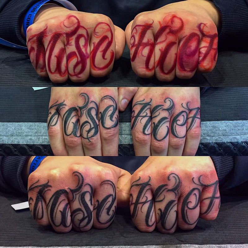 Knuckles Custom Chicano Tattoo Lettering by Haris Jonson