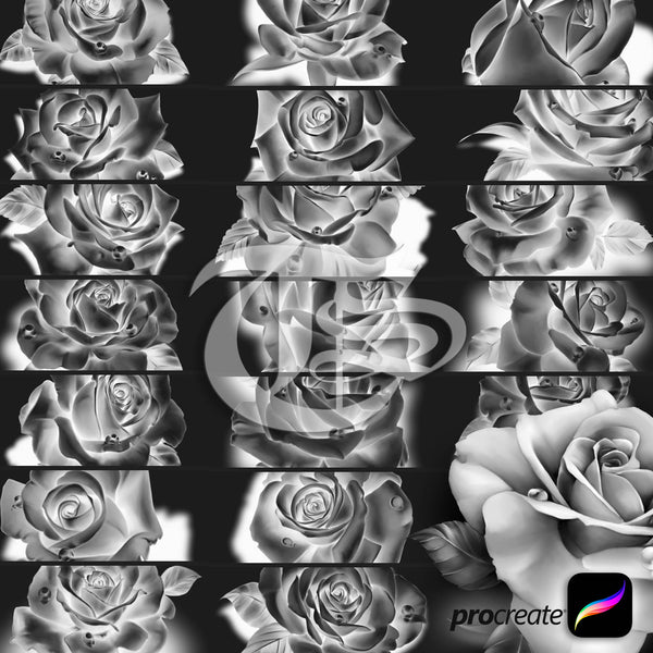 37 Chicano Realistic Roses Tattoo Procreate  Brushes for iPad