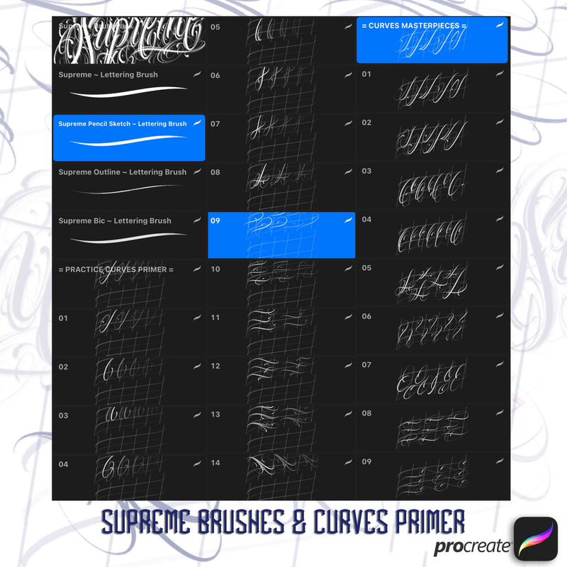 Supreme Lettering BrushPack // Procreate Pack