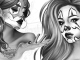 26 Payasa Tattoo Clown Girls in Black and Grey Chicano Tattoo Procreate Brushes for iPad and iPad pro by Brushestock