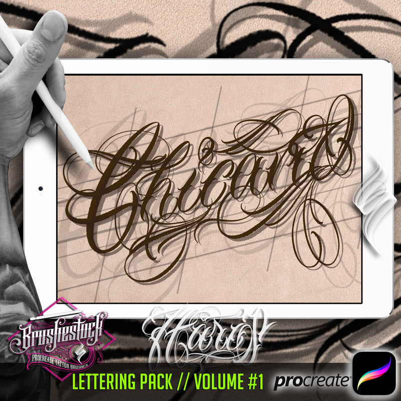 218 Chicano Lettering Tattoo Pack for Procreate application by haris jonson