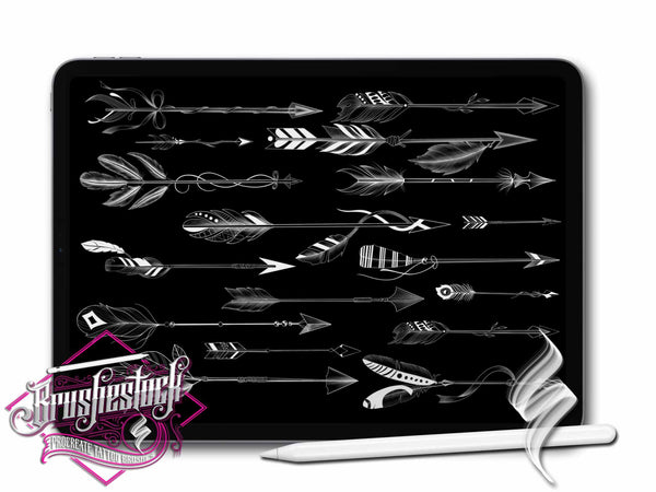 40 Arrows Procreate Tattoo Brushes for iPad and iPad pro by Brushestock