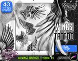 40 Realistic Wings Procreate Tattoo Brushes for iPad and iPad pro