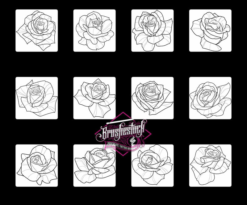 Tattoo Procreate Pack with Roses and Black and Grey Whip Tattoo for iPad and iPad Pro