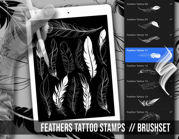 Feathers Tattoo Stamps // BrushSet - Brushestock
