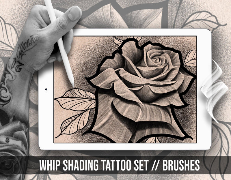 Whip Shading Tattoo Pack for Procreate application on iPad and iPad Pro by Haris Jonson
